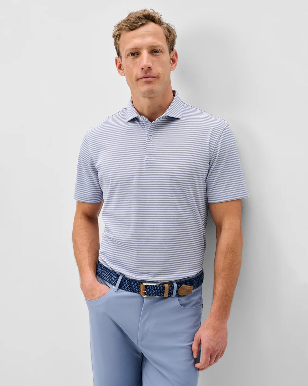 Johnnie-O Performance Mesh Polo - Cruz Stripe: Navy Viola
