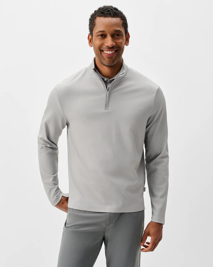 Johnnie-O Hoppin Ribbed Knit Performance 1/4-Zip Pullover: Seal
