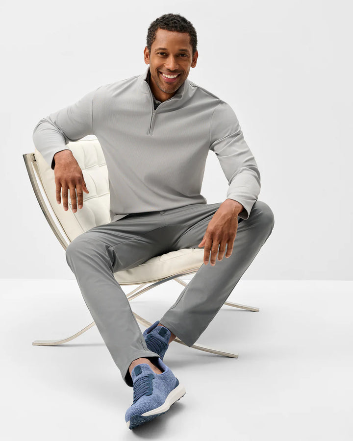 Johnnie-O Hoppin Ribbed Knit Performance 1/4-Zip Pullover: Seal
