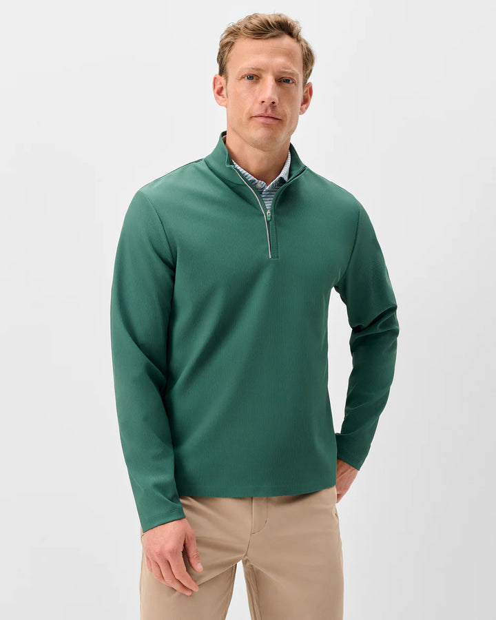 Johnnie-O Hoppin Ribbed Knit Performance 1/4-Zip Pullover: Zest