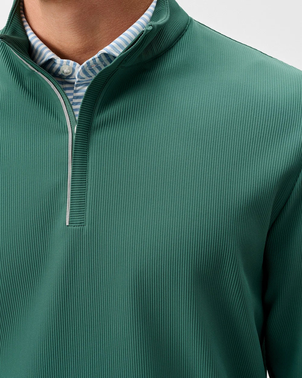 Johnnie-O Hoppin Ribbed Knit Performance 1/4-Zip Pullover: Zest