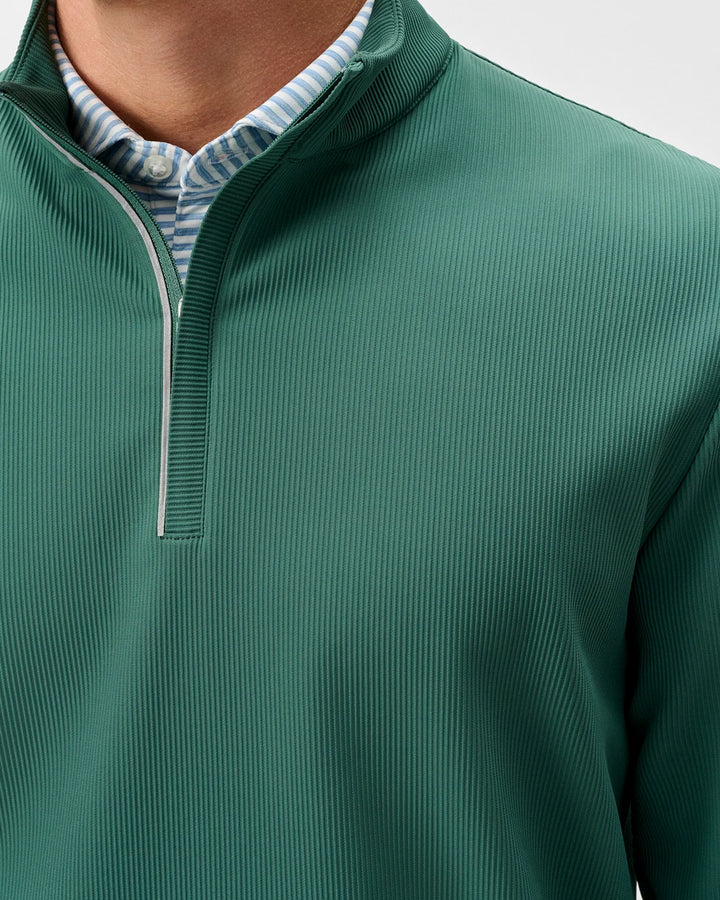 Johnnie-O Hoppin Ribbed Knit Performance 1/4-Zip Pullover: Zest