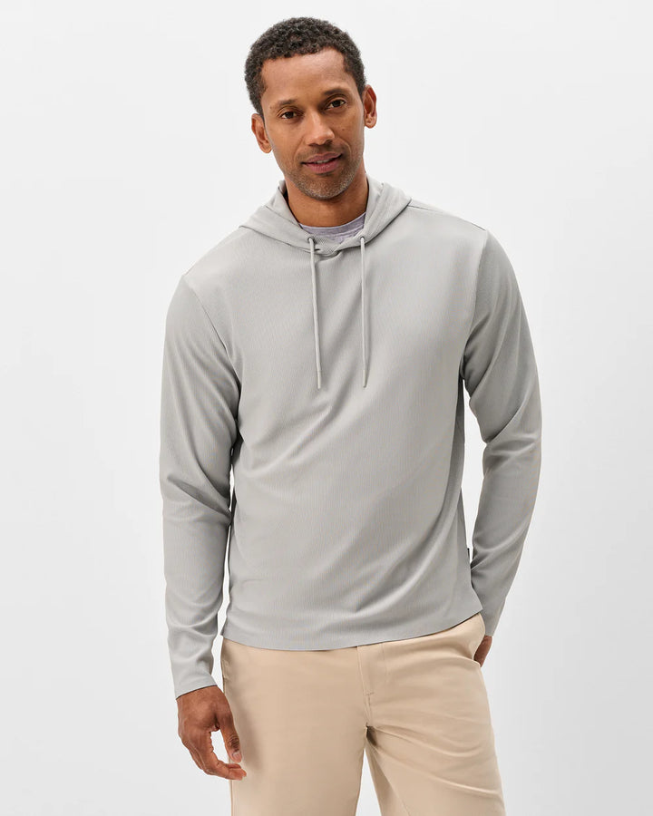 Johnnie-O Hoppin Ribbed Knit Performance Hoodie: Seal