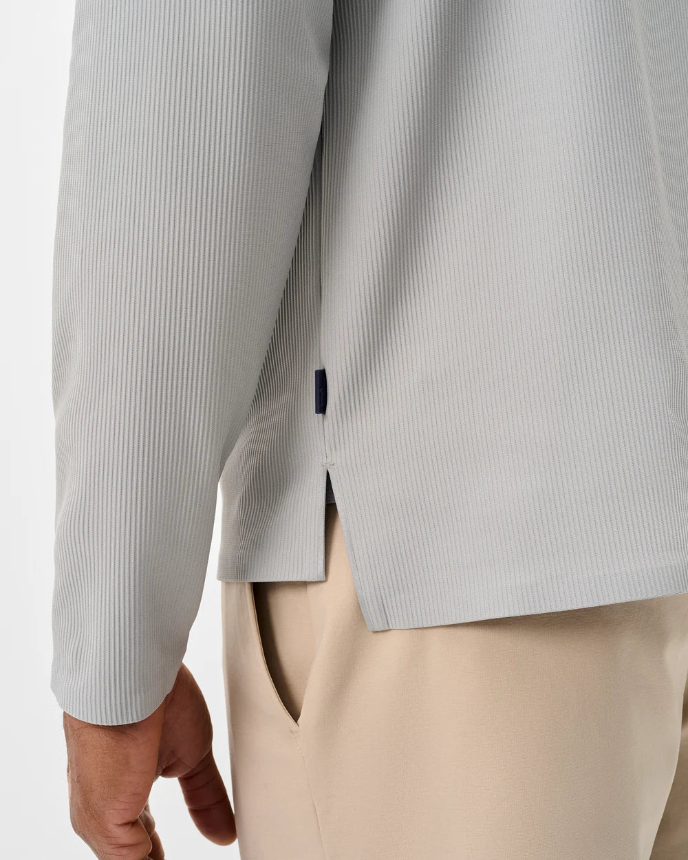 Johnnie-O Hoppin Ribbed Knit Performance Hoodie: Seal