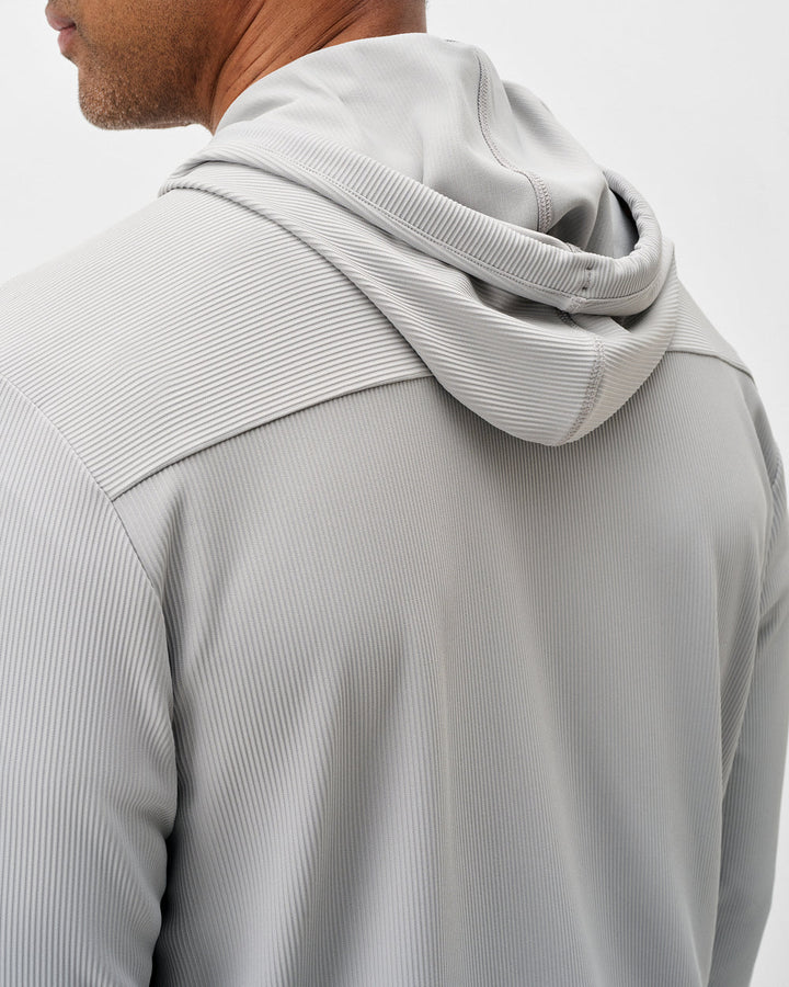 Johnnie-O Hoppin Ribbed Knit Performance Hoodie: Seal