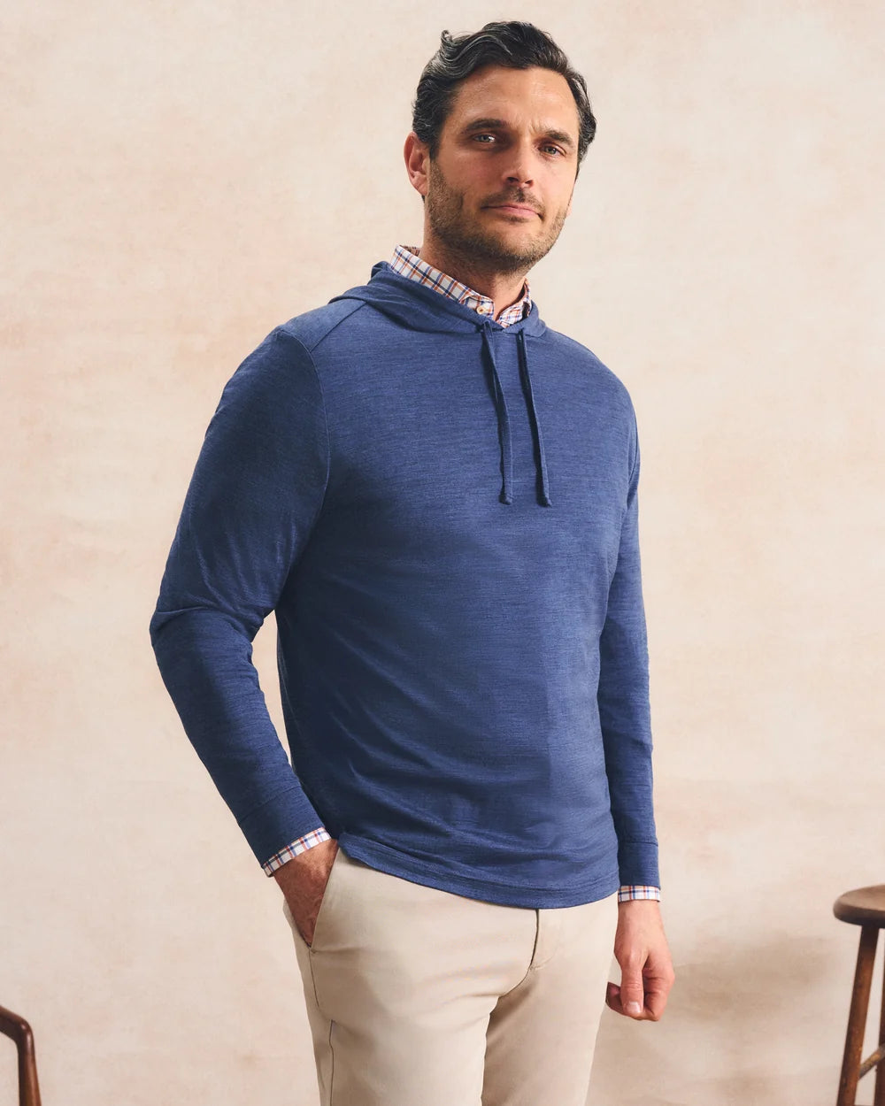 Johnnie-O Merino Hoodie Tee: Pacific