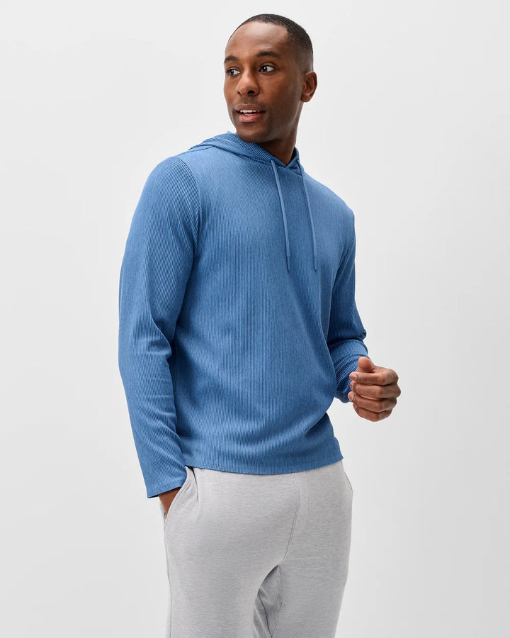 Johnnie-O Hoppin Ribbed Knit Performance Hoodie: Heather: Sailor