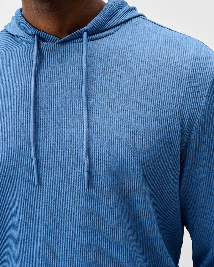 Johnnie-O Hoppin Ribbed Knit Performance Hoodie: Heather: Sailor