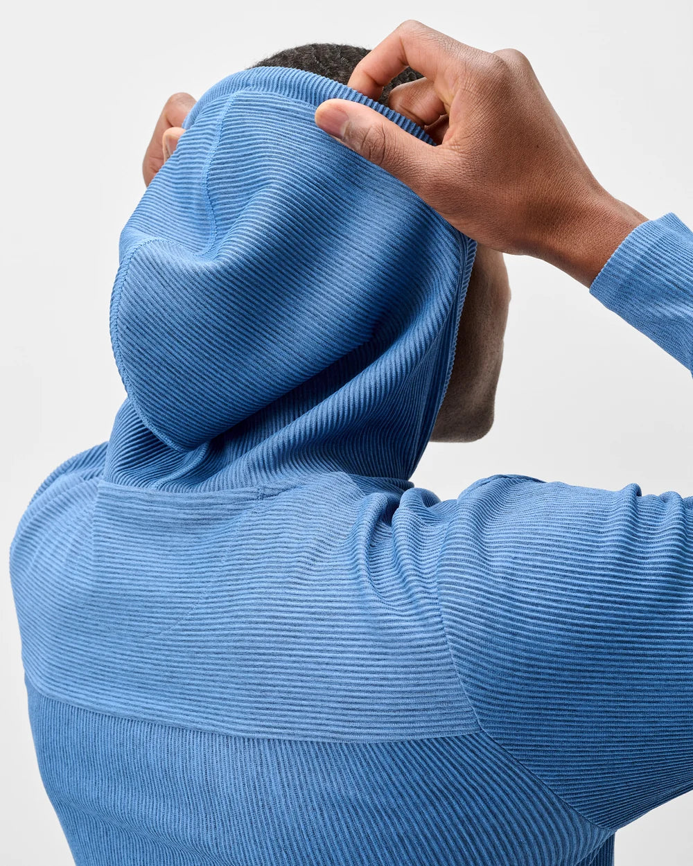 Johnnie-O Hoppin Ribbed Knit Performance Hoodie: Heather: Sailor