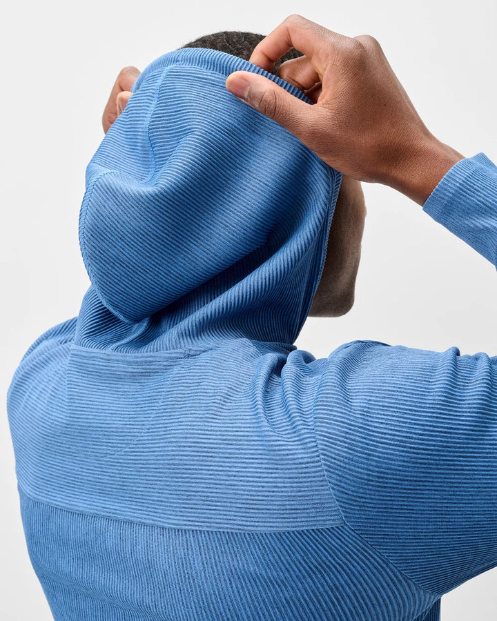 Johnnie-O Hoppin Ribbed Knit Performance Hoodie: Heather: Sailor