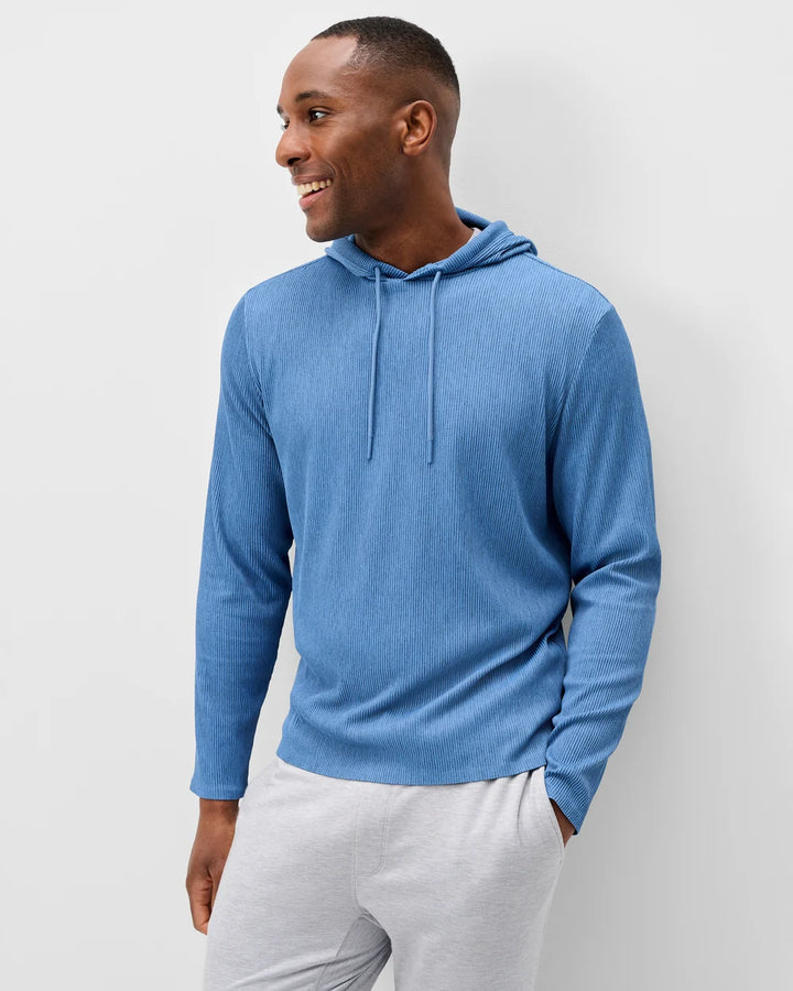 Johnnie-O Hoppin Ribbed Knit Performance Hoodie: Heather: Sailor