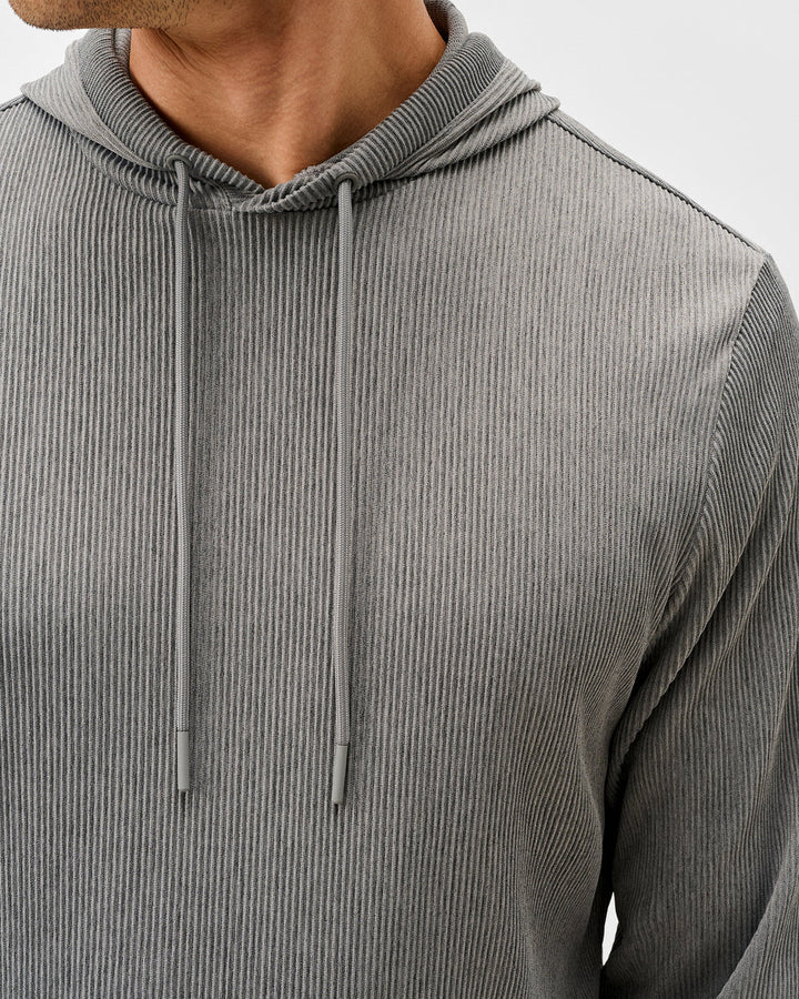 Johnnie-O Hoppin Ribbed Knit Performance Hoodie: Heather: Thunder