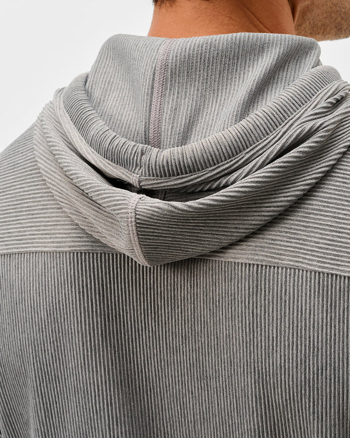 Johnnie-O Hoppin Ribbed Knit Performance Hoodie: Heather: Thunder