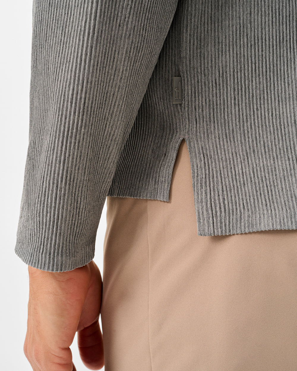 Johnnie-O Hoppin Ribbed Knit Performance Hoodie: Heather: Thunder