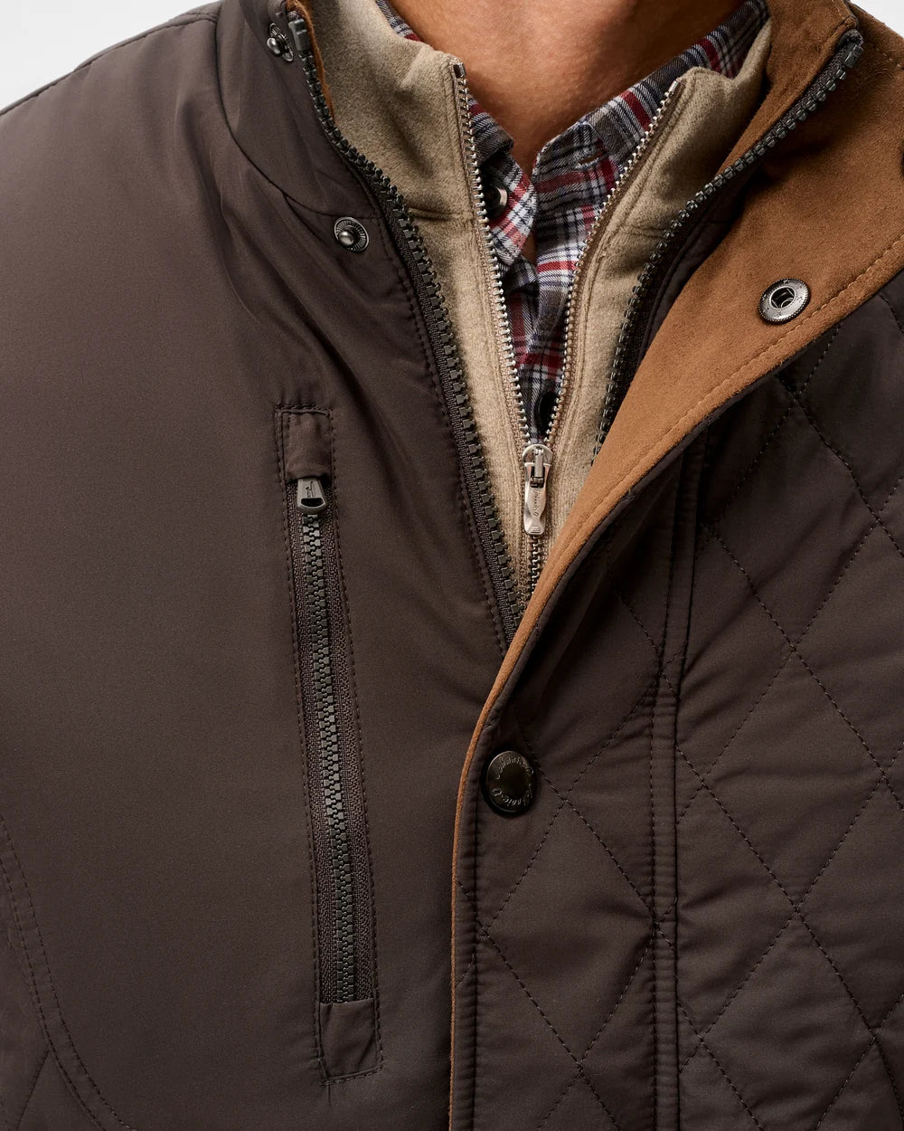Johnnie-O Juno Quilted Snap Jacket: Cocoa