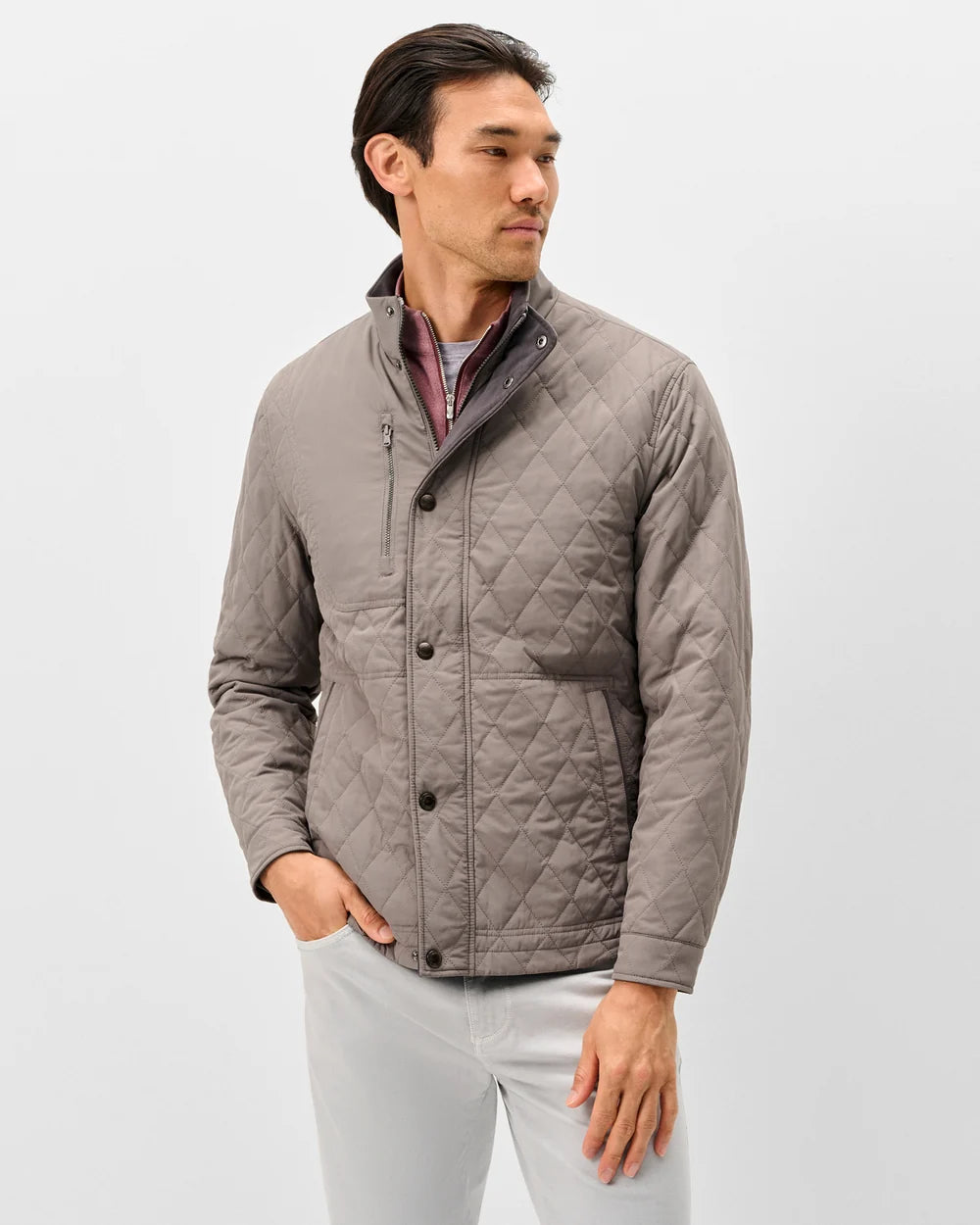 Johnnie-O Juno Quilted Snap Jacket: Magnesium