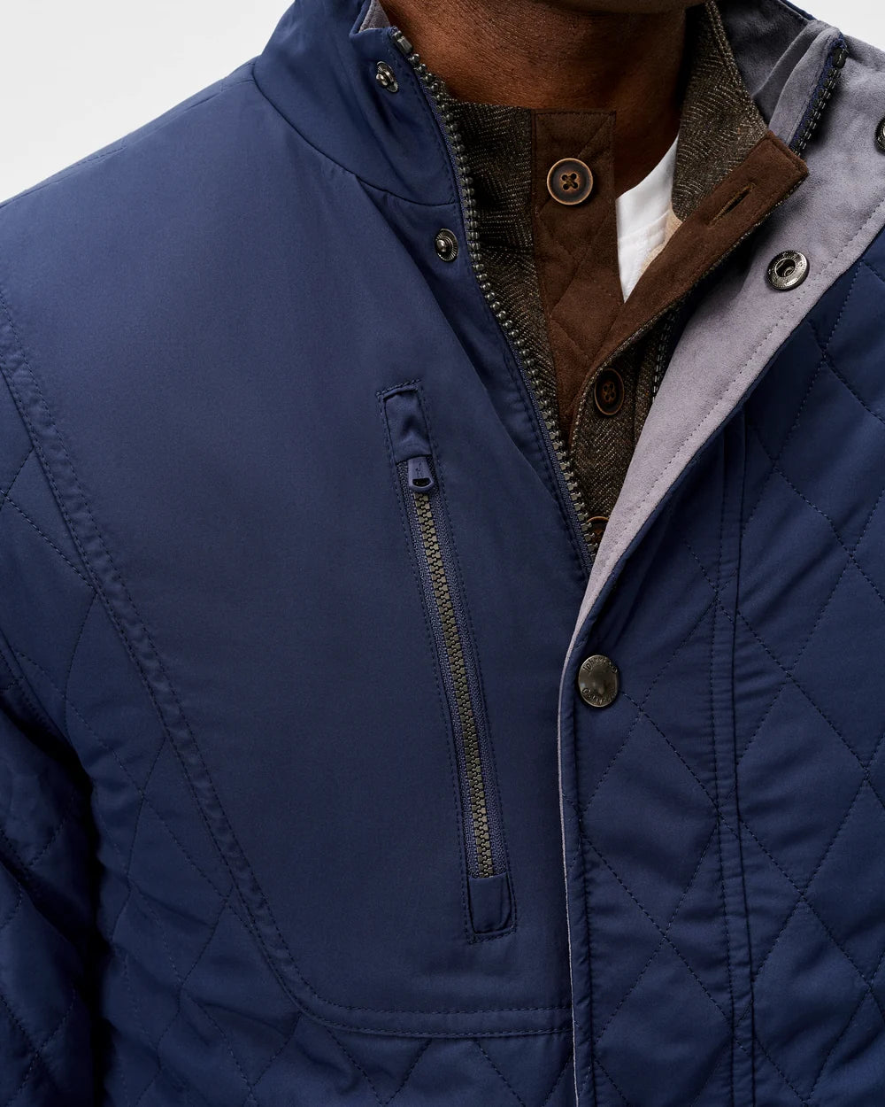 Johnnie-O Juno Quilted Snap Jacket: Navy