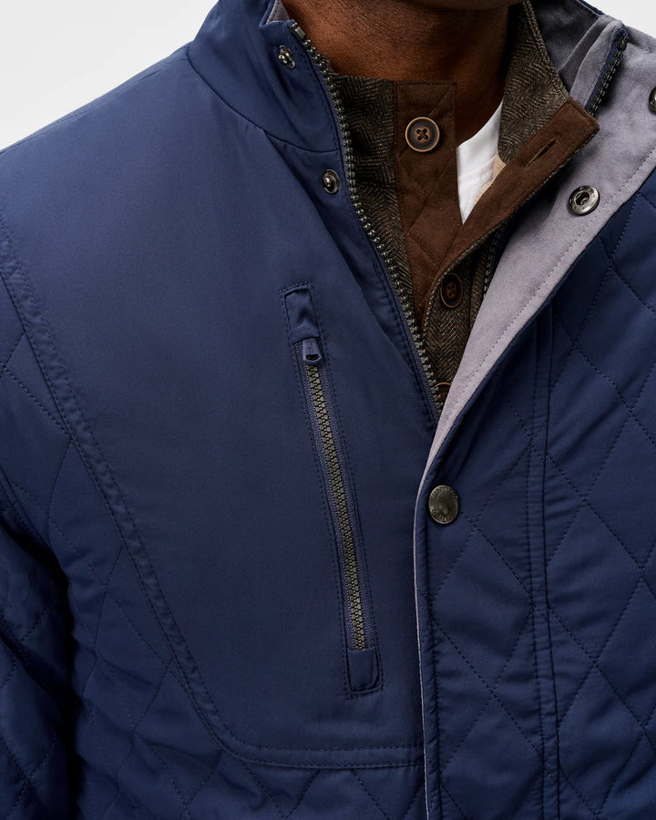 Johnnie-O Juno Quilted Snap Jacket: Navy