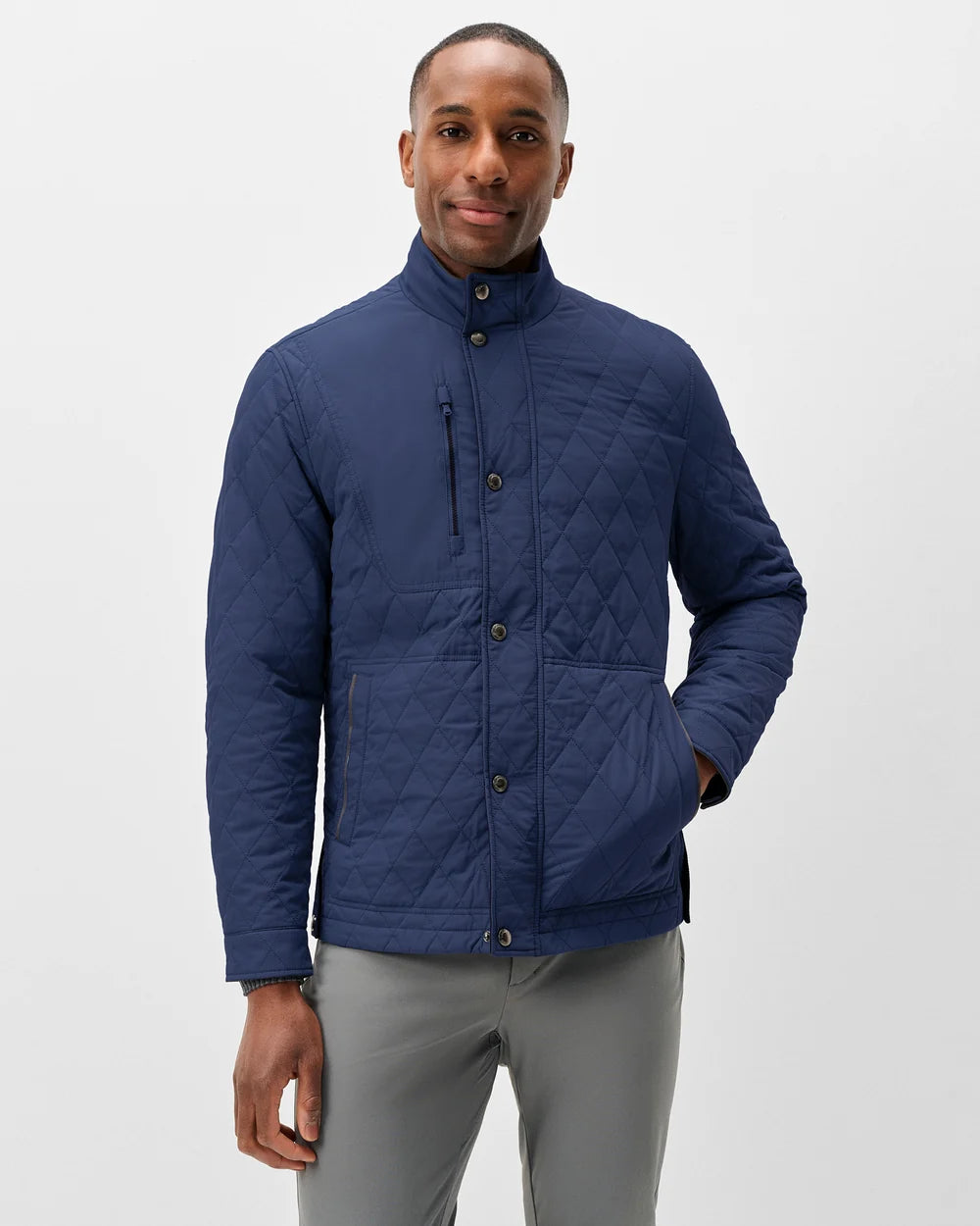 Johnnie-O Juno Quilted Snap Jacket: Navy