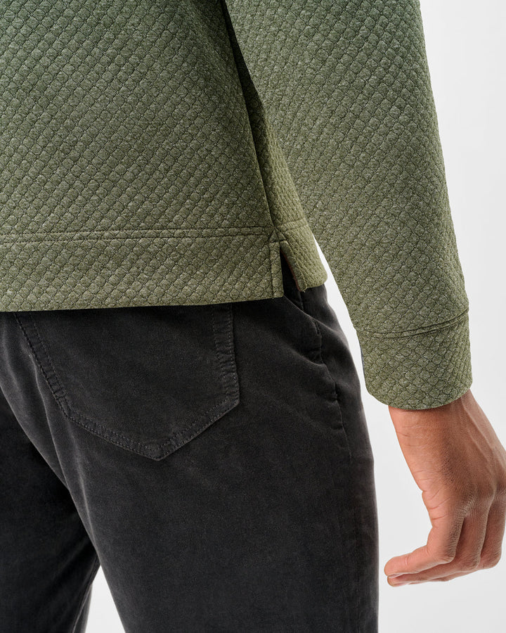 Johnnie-O Rockwells Diamond-Quilted Henley Pullover: Forest