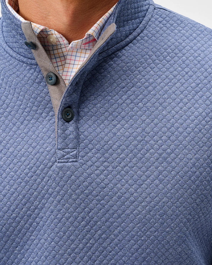 Johnnie-O Rockwells Diamond-Quilted Henley Pullover: Laguna Blue