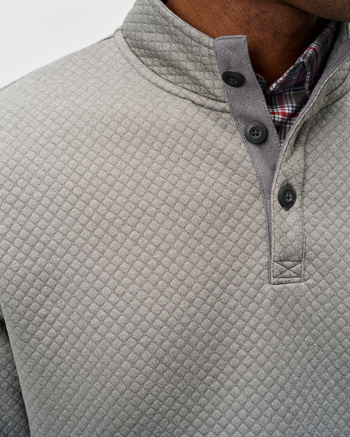 Johnnie-O Rockwells Diamond-Quilted Henley Pullover: Smoke