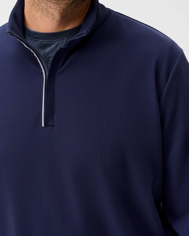 Johnnie-O Hoppin Ribbed Knit Performance 1/4-Zip Pullover: Navy