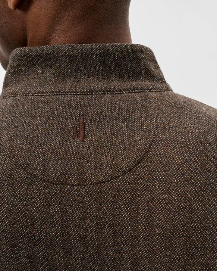 Johnnie-O Cotton Blend Herringbone Henley: Coffee