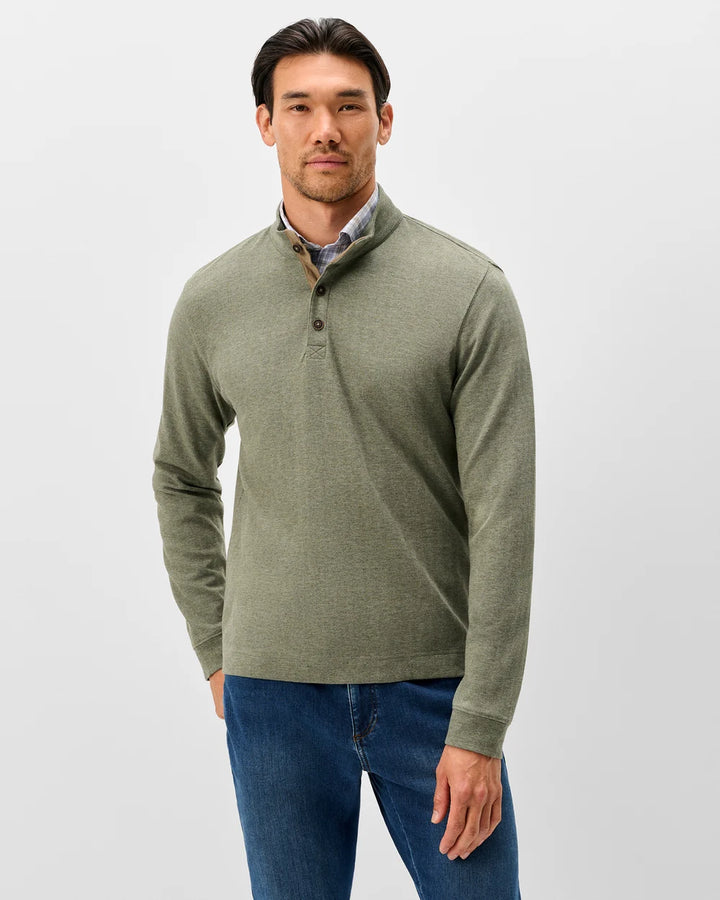 Johnnie-O Cotton Blend Herringbone Henley: Sequoia