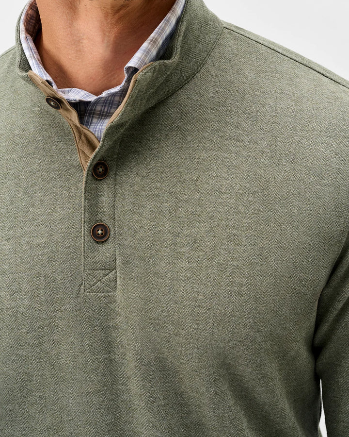 Johnnie-O Cotton Blend Herringbone Henley: Sequoia