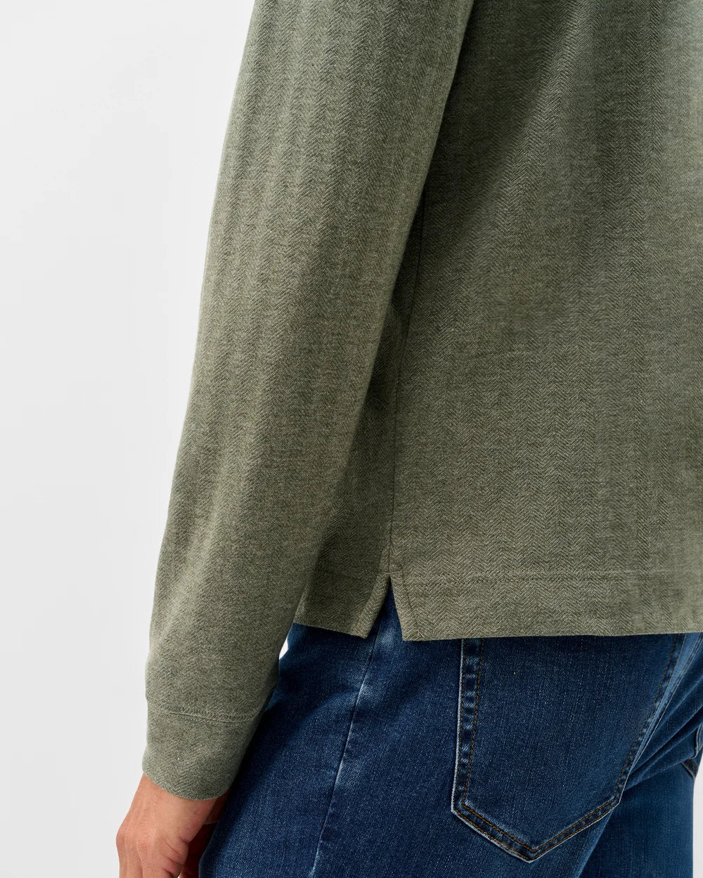 Johnnie-O Cotton Blend Herringbone Henley: Sequoia