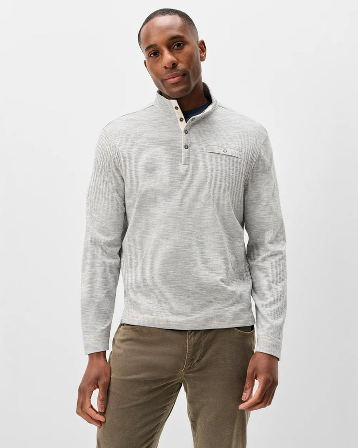 Johnnie-O Cove Striped Cotton Henley: Cream