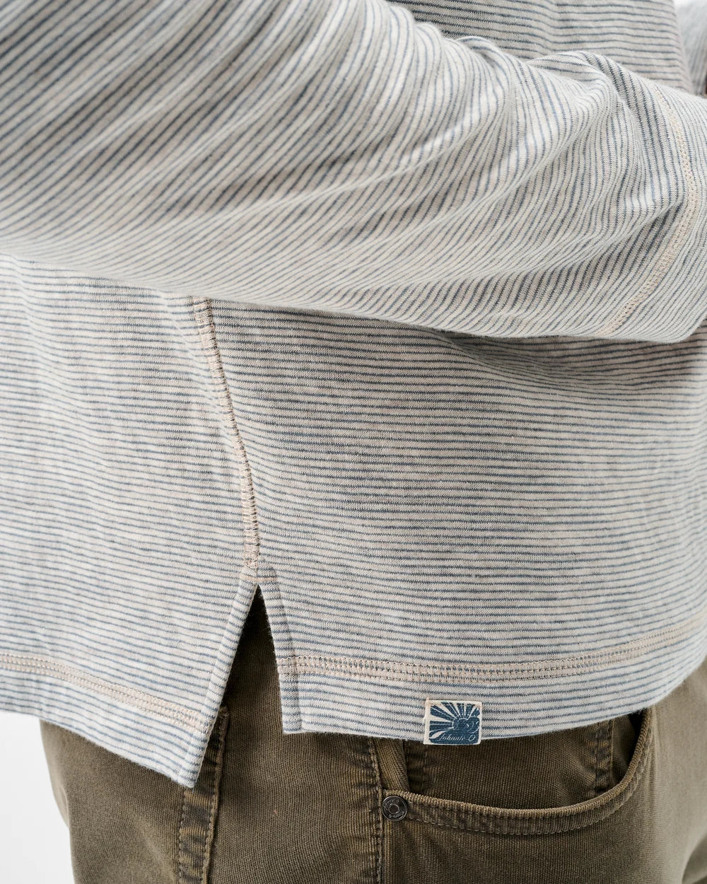 Johnnie-O Cove Striped Cotton Henley: Cream