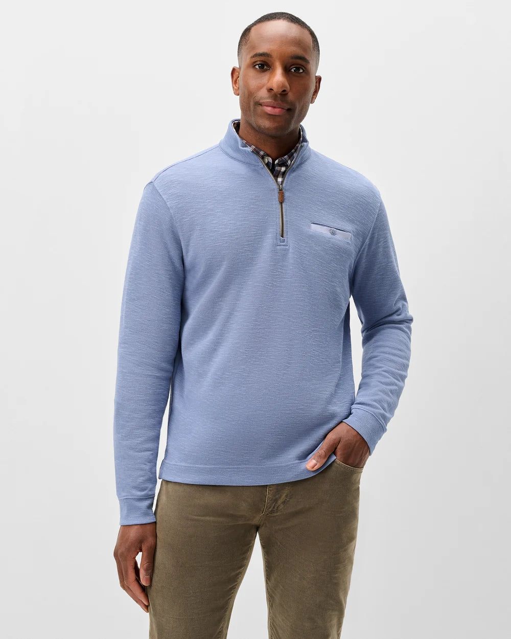 Johnnie-O Flame Stitch 1/4 Zip Pullover: Cloudburst