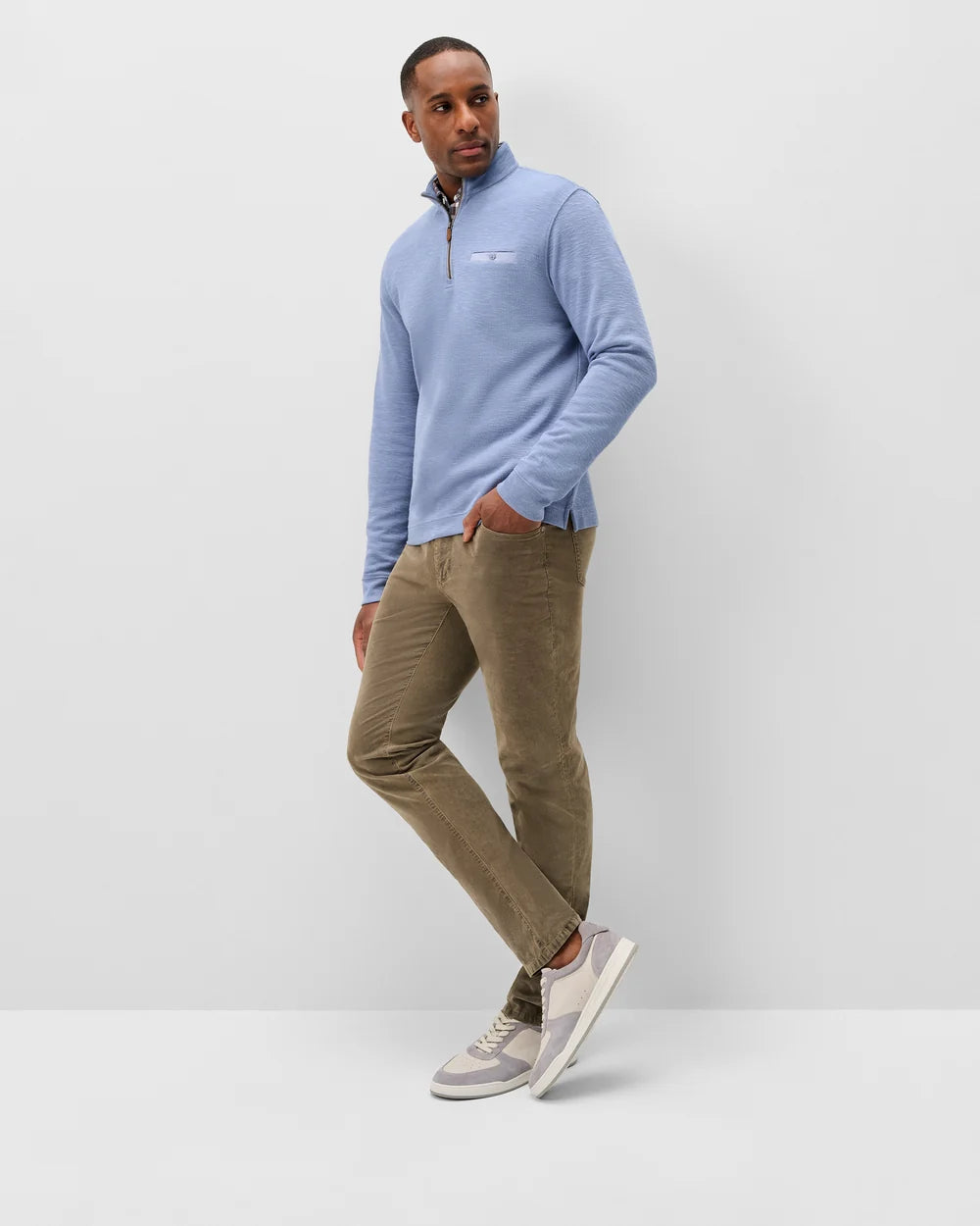 Johnnie-O Flame Stitch 1/4 Zip Pullover: Cloudburst