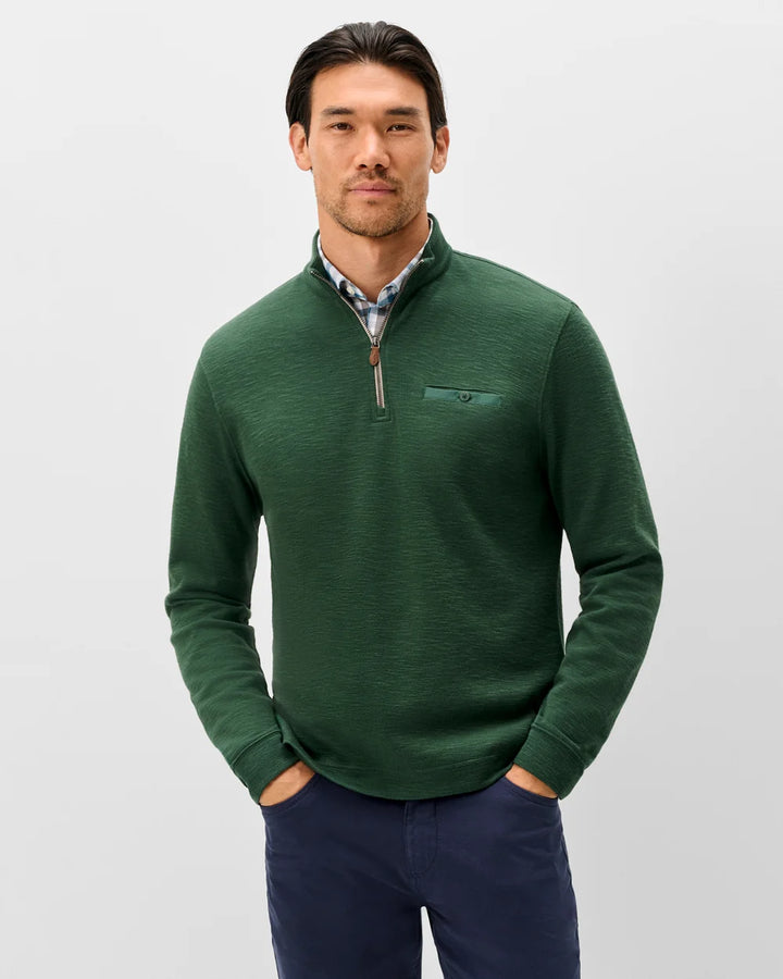Johnnie-O Flame Stitch 1/4 Zip Pullover: Evergreen