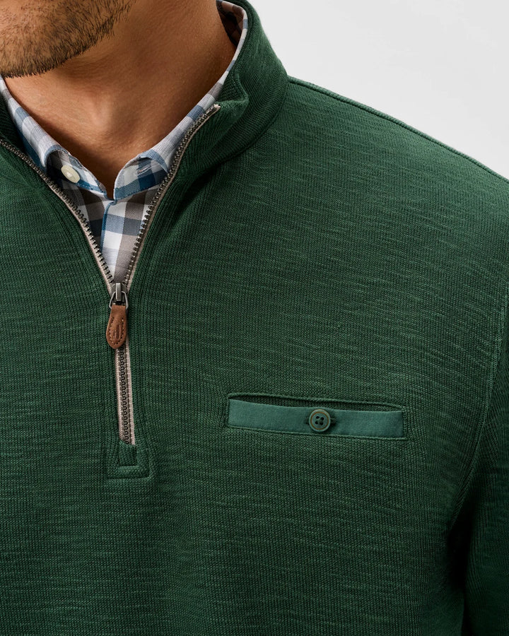 Johnnie-O Flame Stitch 1/4 Zip Pullover: Evergreen