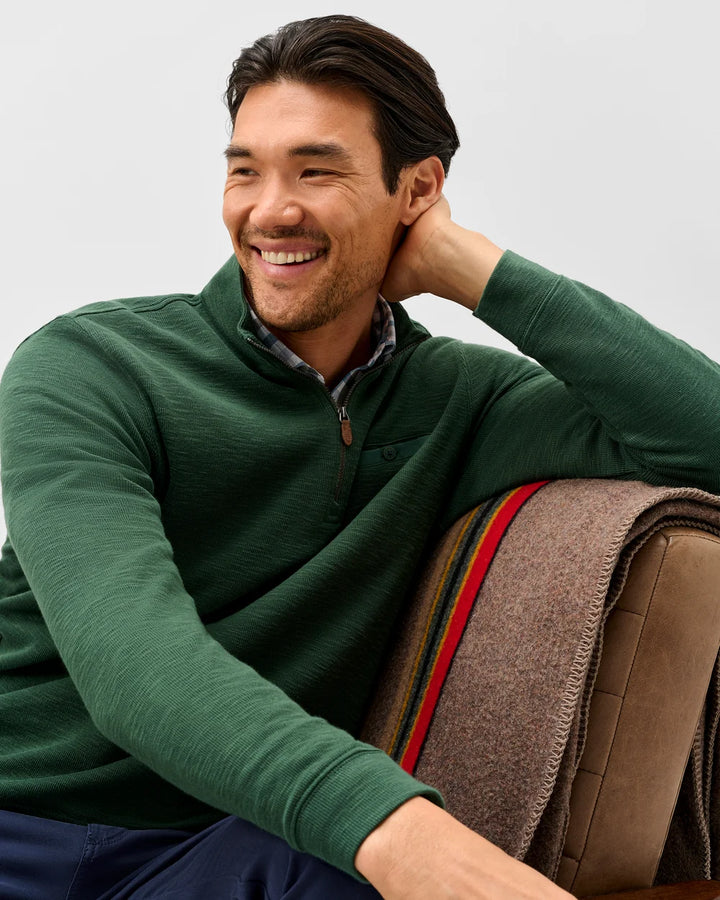 Johnnie-O Flame Stitch 1/4 Zip Pullover: Evergreen