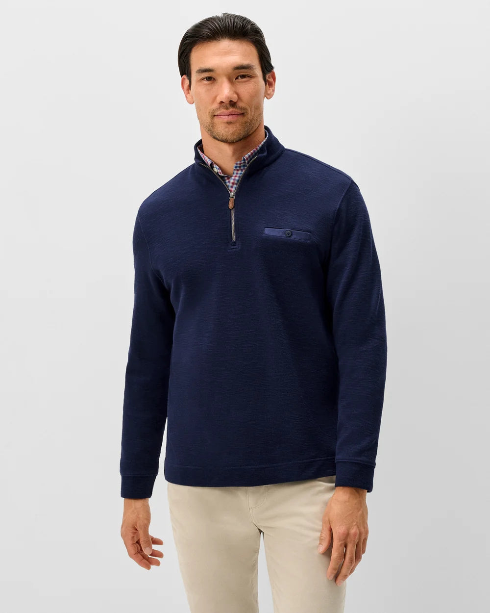 Johnnie-O Flame Stitch 1/4 Zip Pullover: Navy