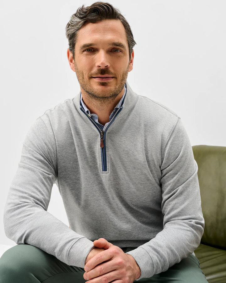 Johnnie-O Sully 1/4 Zip Pullover: Light Gray