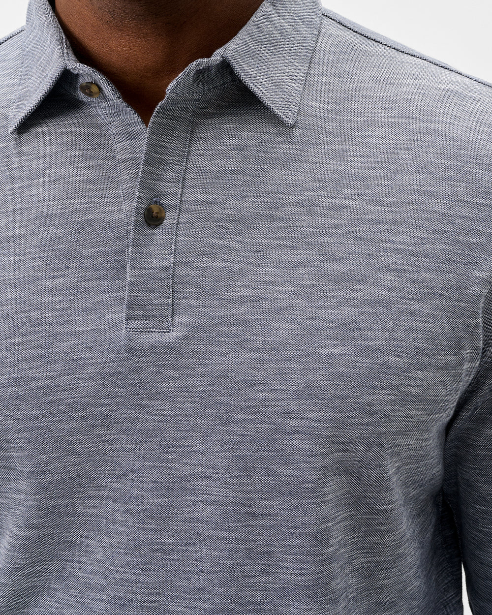 Johnnie-O Long Sleeve Slub Pique Polo: Navy