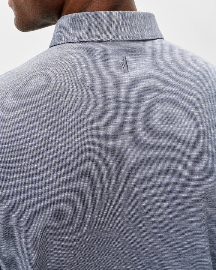Johnnie-O Long Sleeve Slub Pique Polo: Navy