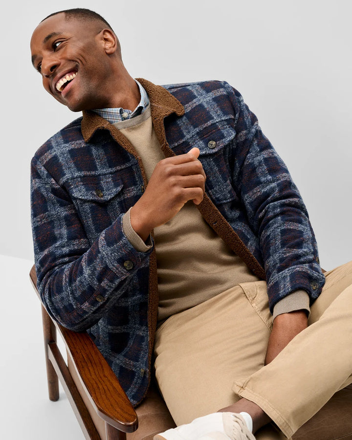 Johnnie-O Sherpa Lined Shacket: Navy