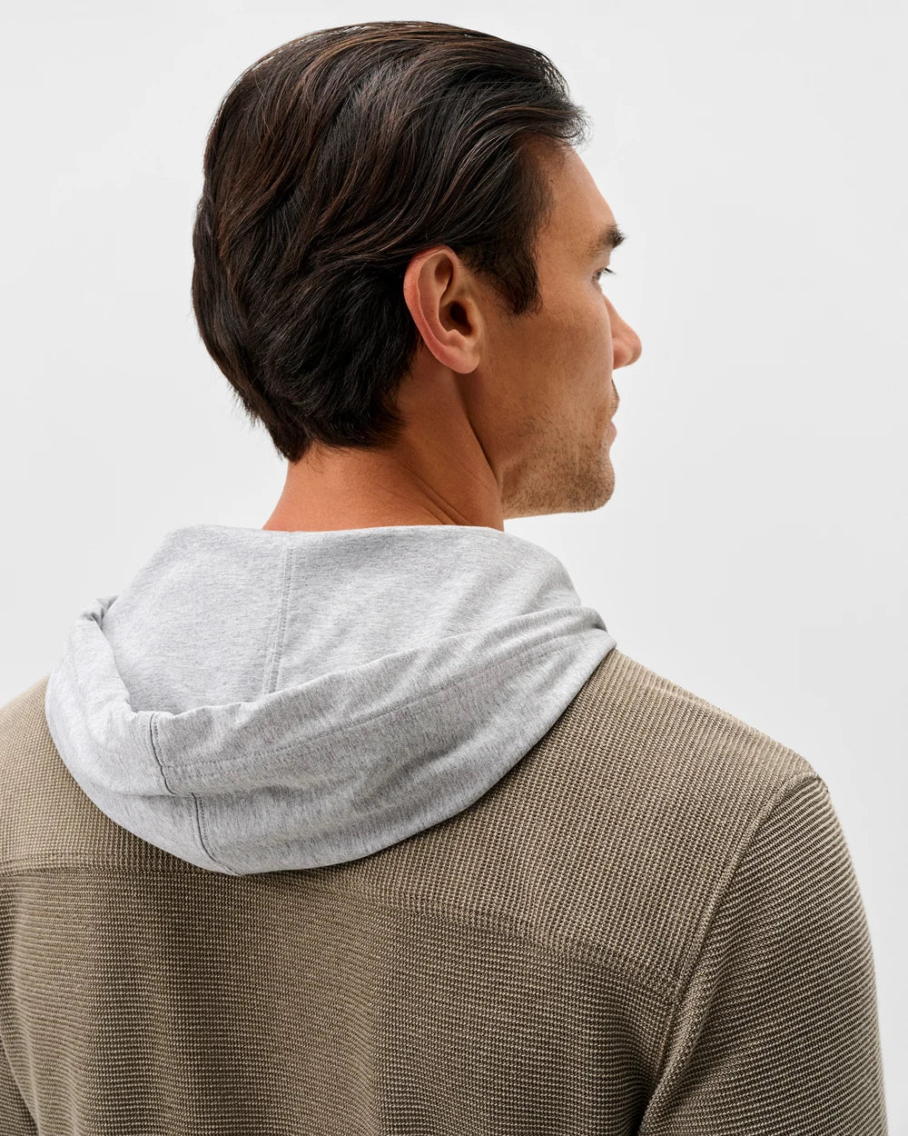 Johnnie-O Jersey Hooded Shacket: Tan