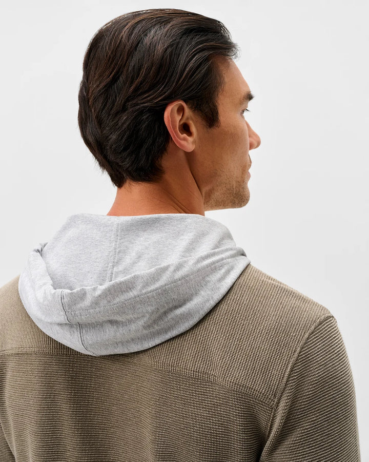 Johnnie-O Jersey Hooded Shacket: Tan