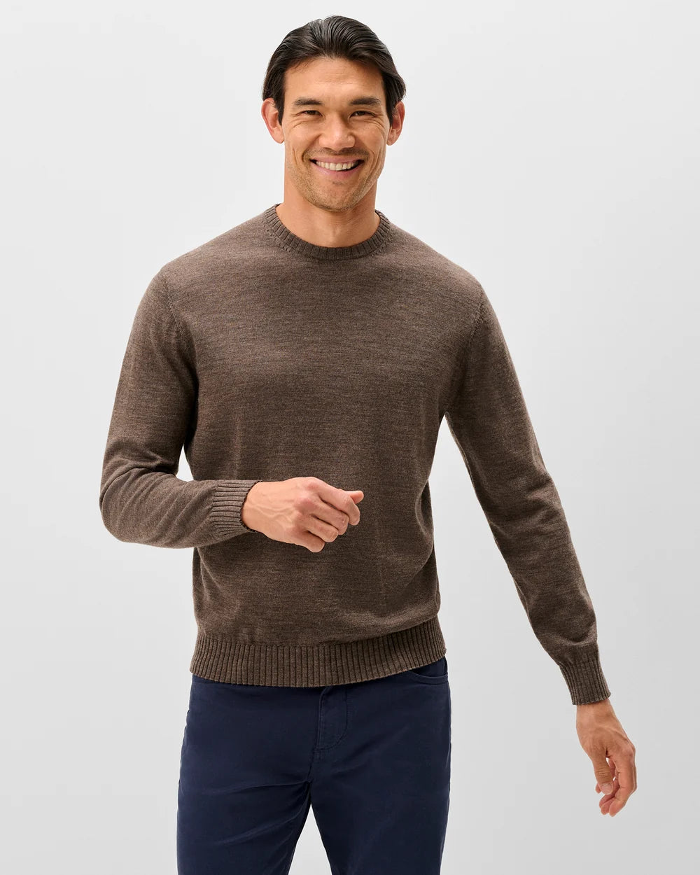 Johnnie-O Ronald Merino Wool Crewneck Sweater: Mocha