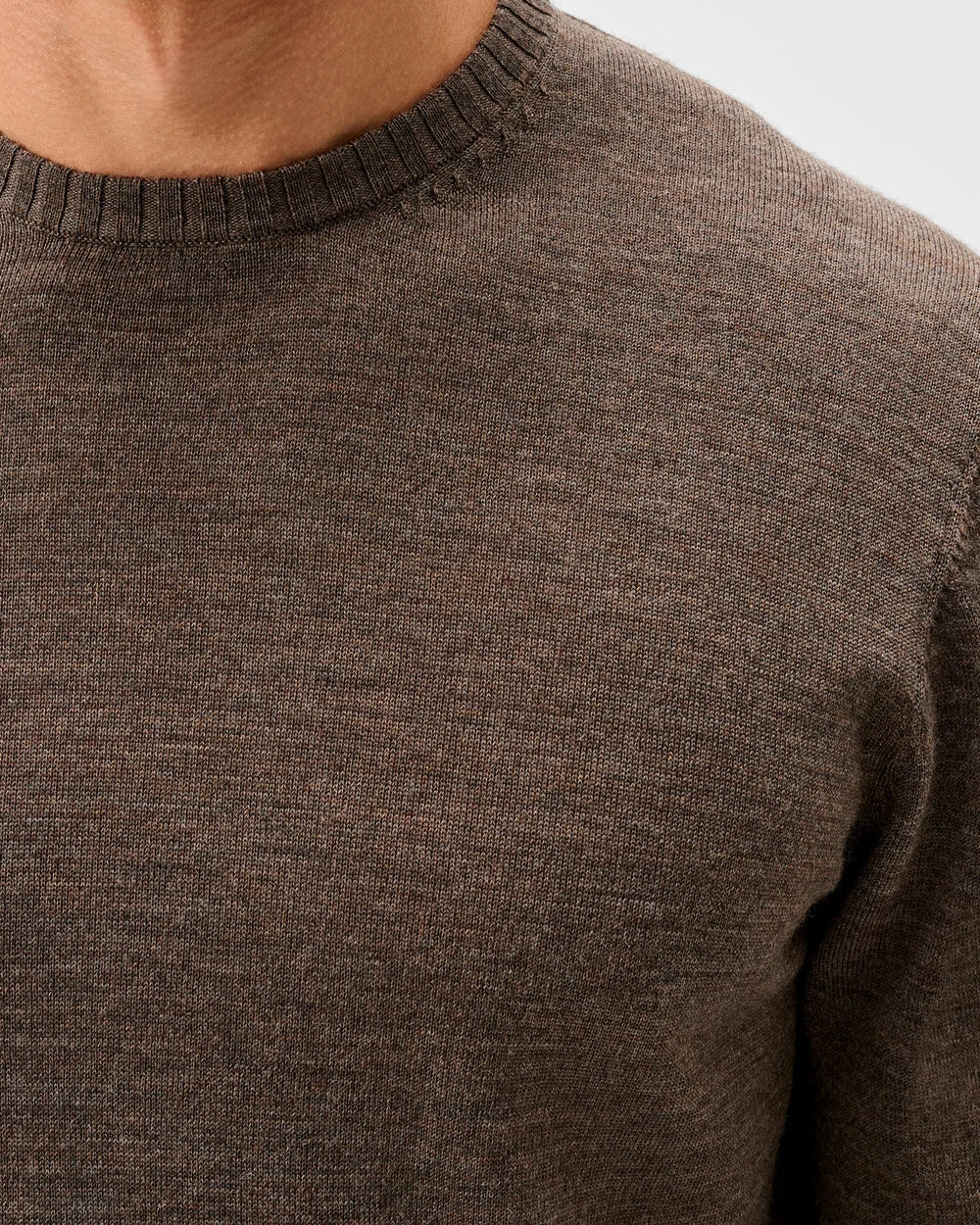 Johnnie-O Ronald Merino Wool Crewneck Sweater: Mocha