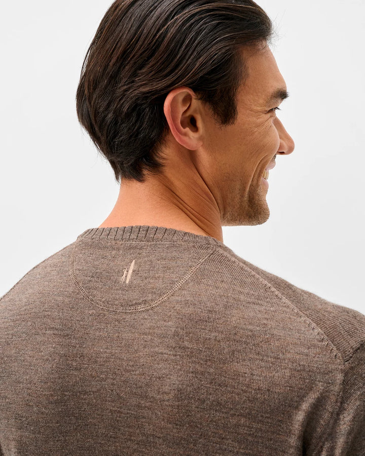 Johnnie-O Ronald Merino Wool Crewneck Sweater: Mocha