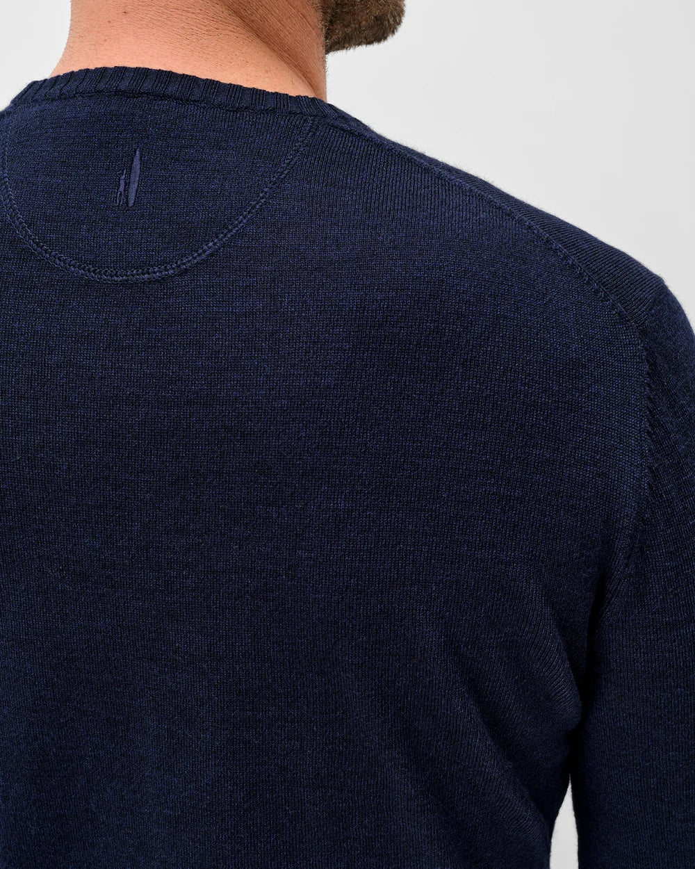 Johnnie-O Ronald Merino Wool Crewneck Sweater: Navy