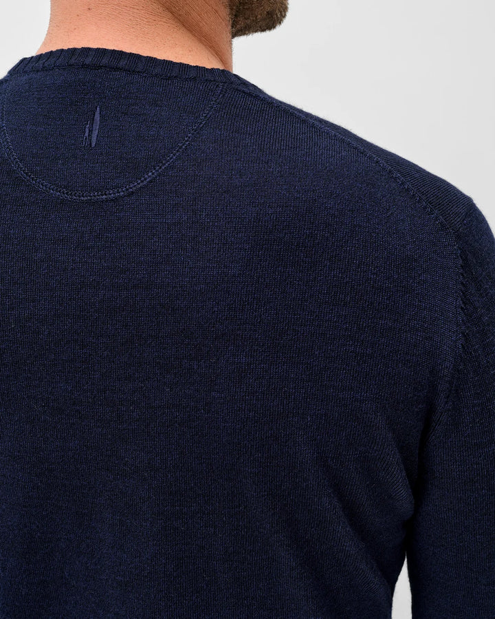 Johnnie-O Ronald Merino Wool Crewneck Sweater: Navy
